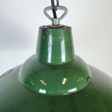 Industrial British Green Enamel Factory Pendant Lamp, 1960s