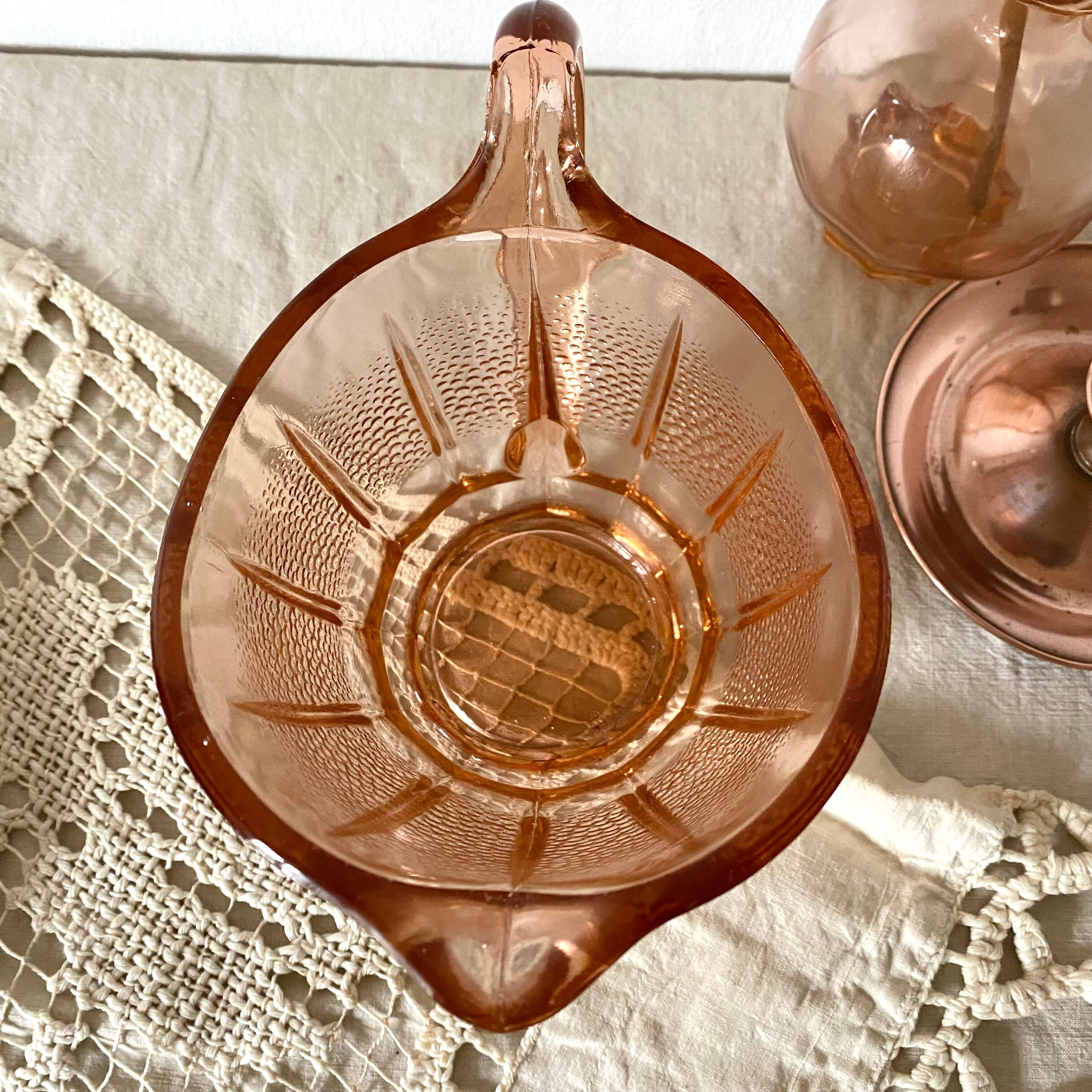 Antique pink glass pitcher