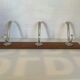 Old coat rack wood aluminum 3 hooks