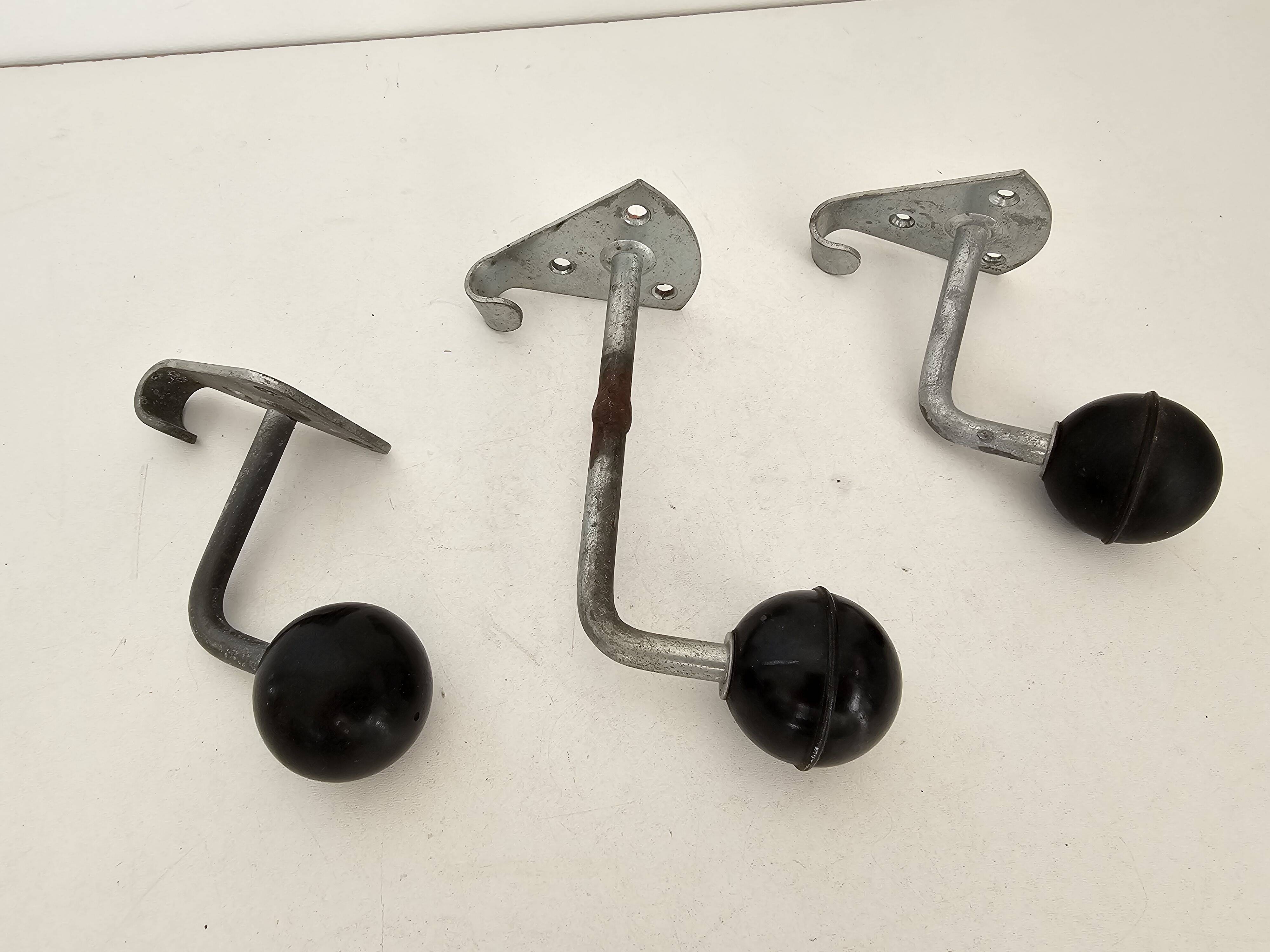 Set of 3 Coat Hooks - School Cloakroom Hooks in Zinc-Coated Steel