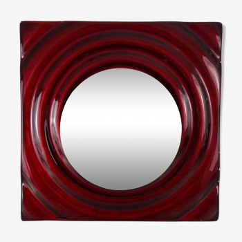 Applique murale Paul Neuhaus en verre rouge et réflecteur chrome