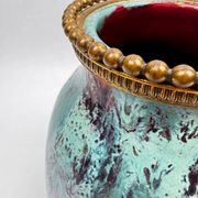 Vase CAB (Ceramics of Art from Bordeaux), turquoise green and red glaze.