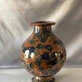 Lucien brisdoux, vase en gres email métallescent or 1930