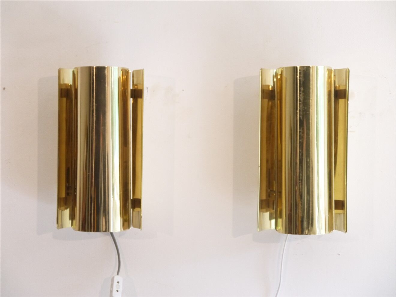 Pair of Scandinavian brass wall lamps from Falkenberg 1970