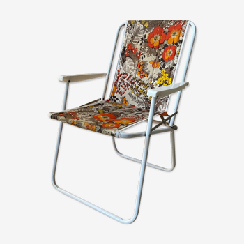 Chaise pliante de camping - motif fleurs flashy
