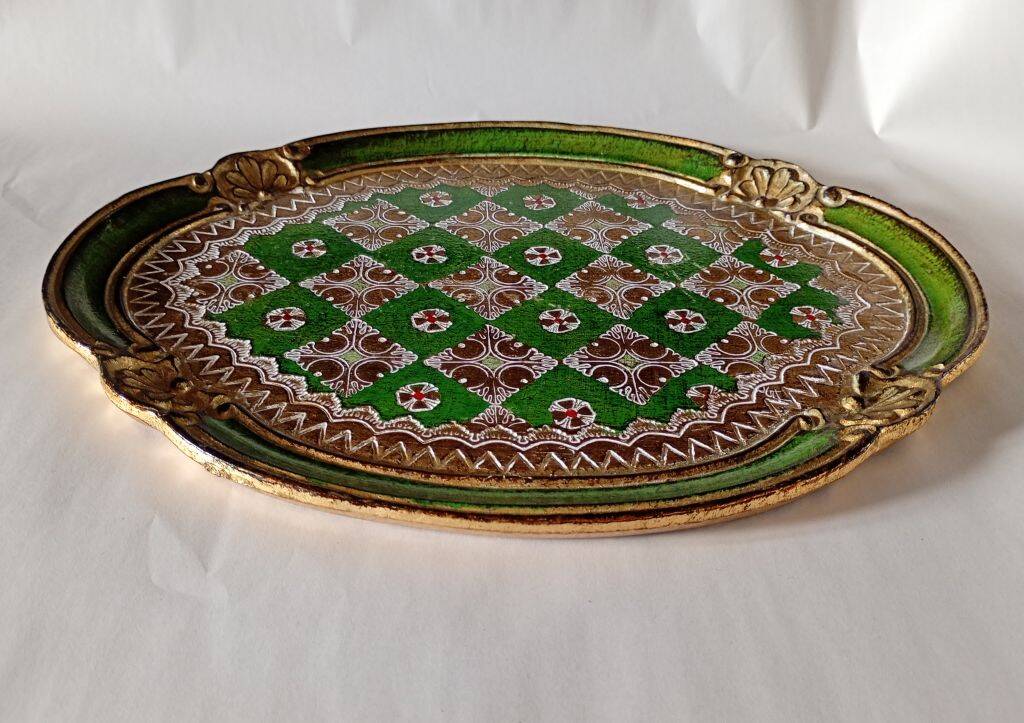 Vintage Italian Florentine Wood Tray - Mid Century