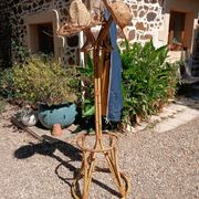 Vintage coat rack in bamboo and rattan
