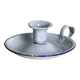 Gray and blue cellar rat candle holder, enameled metal, vintage