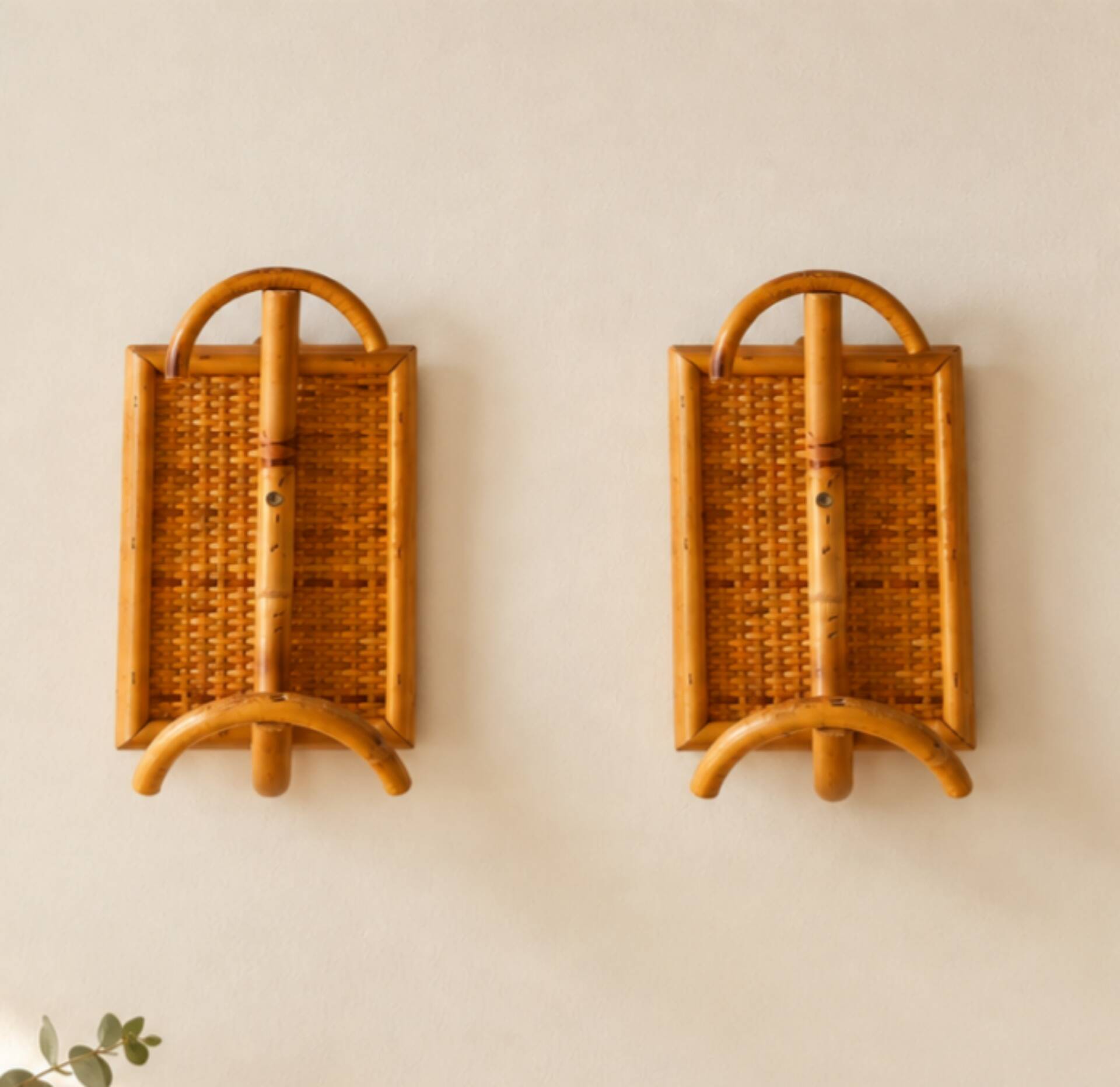 1960s rattan wall hooks
