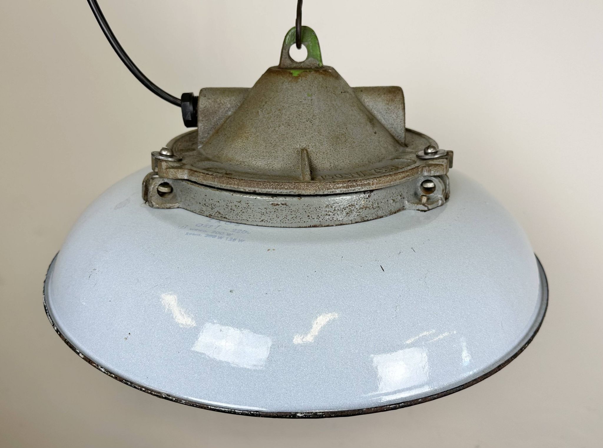 Industrial Blue Enamel Factory Pendant Lamp in Cast Iron from Zaos, 1960s