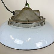 Industrial Blue Enamel Factory Pendant Lamp in Cast Iron from Zaos, 1960s