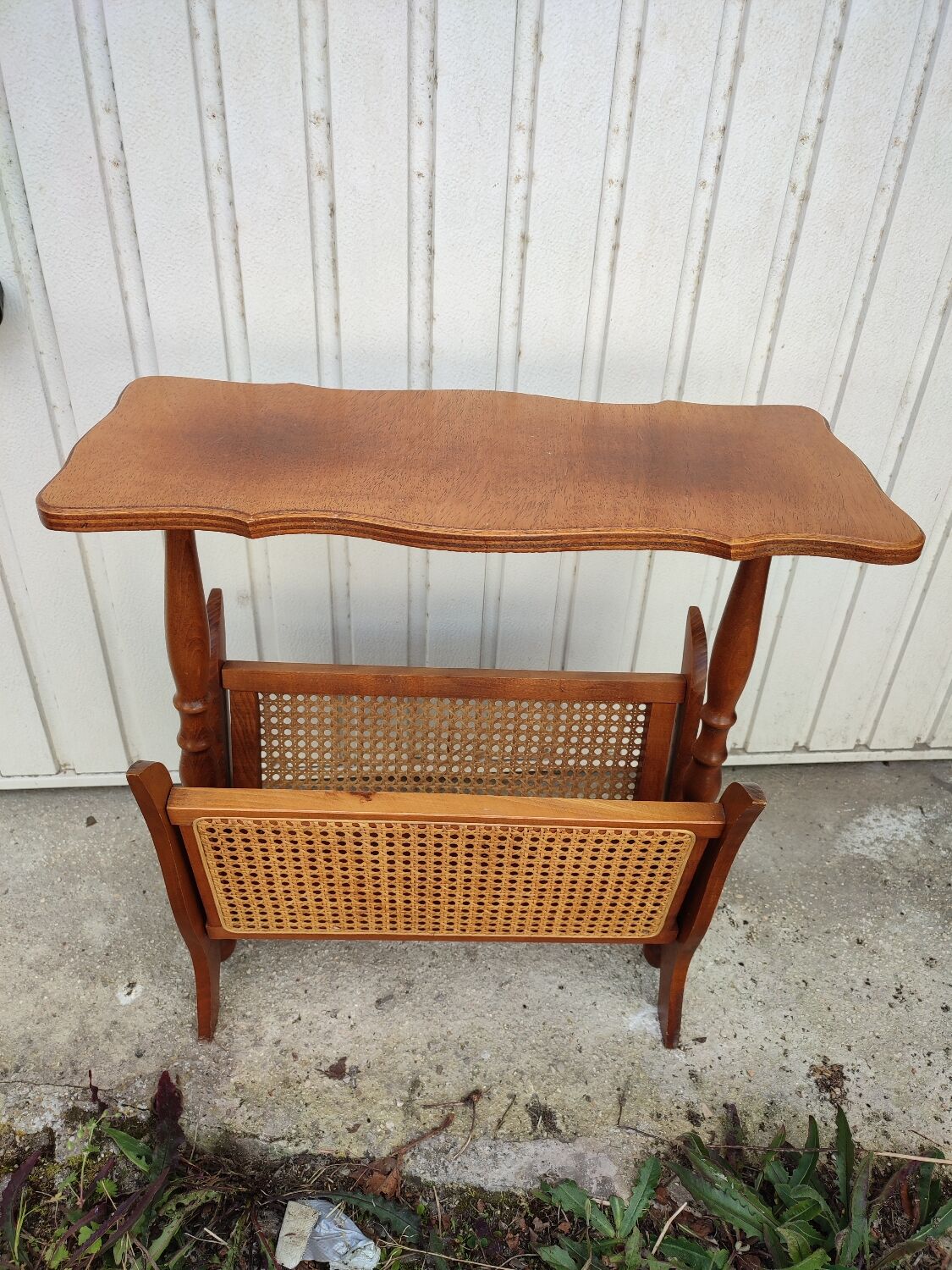 Vintage wicker wood magazine holder