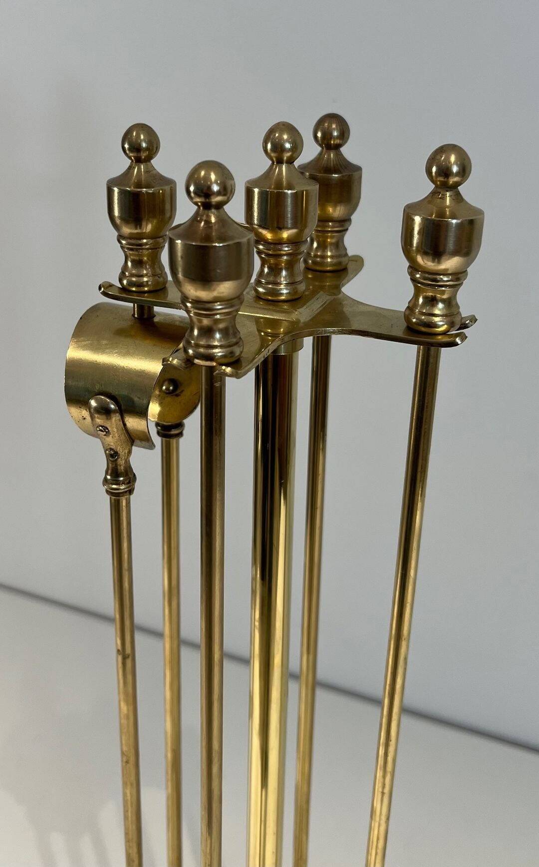 Neoclassical Fire Necessity in Polished Brass on Stand