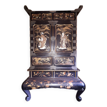 Cabinet Japonais En Laque Et Shibayama, Japon époque Meiji