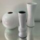 Trio of vintage ceramic vases white 60s-70s