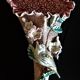 Vase cornet bouquetière barbotine rose oiseau et fleurs