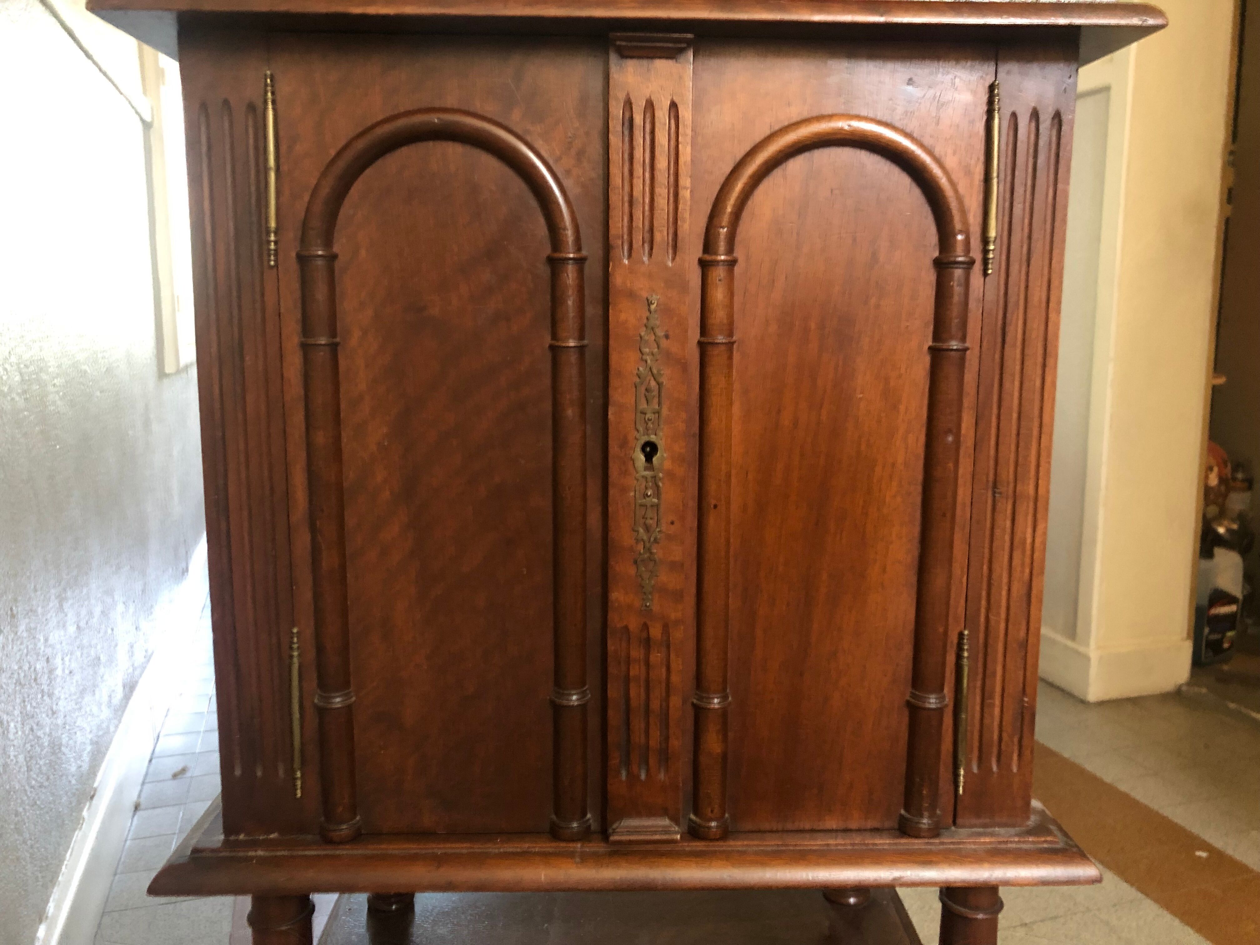 Antique wood music cabinet noble