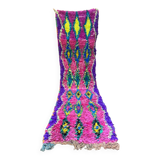 Berber hallway rug Boucherouite pink and fluorescent