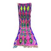 Berber hallway rug Boucherouite pink and fluorescent