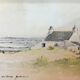 Painting watercolor "the house of viviers" quiberon signed & frame