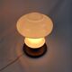 Glass lamp with wooden base, 70s Art Deco vintage space age