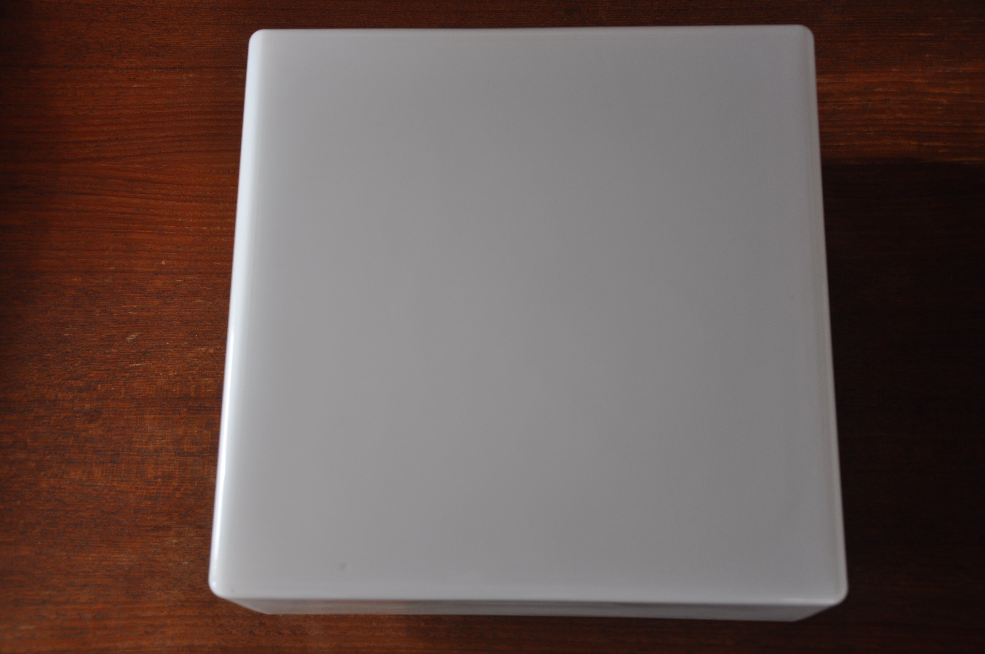 Square ceiling light in white opalin glass