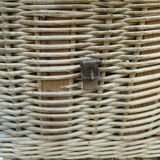 Old fishing basket rattan wood and leather