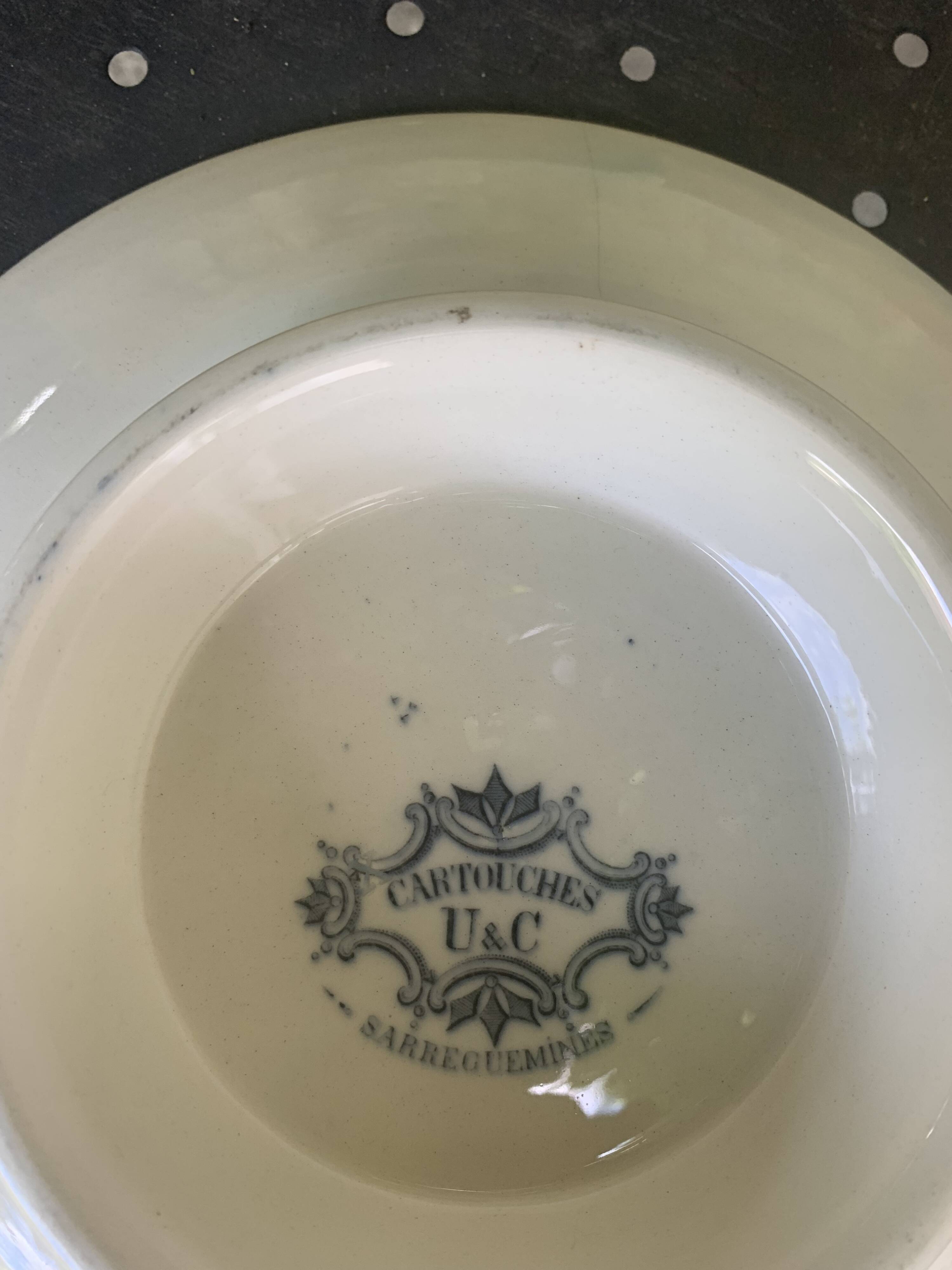 Compotier in earthenware, cartridge model, sarreguemines, u & c, made in france, art deco