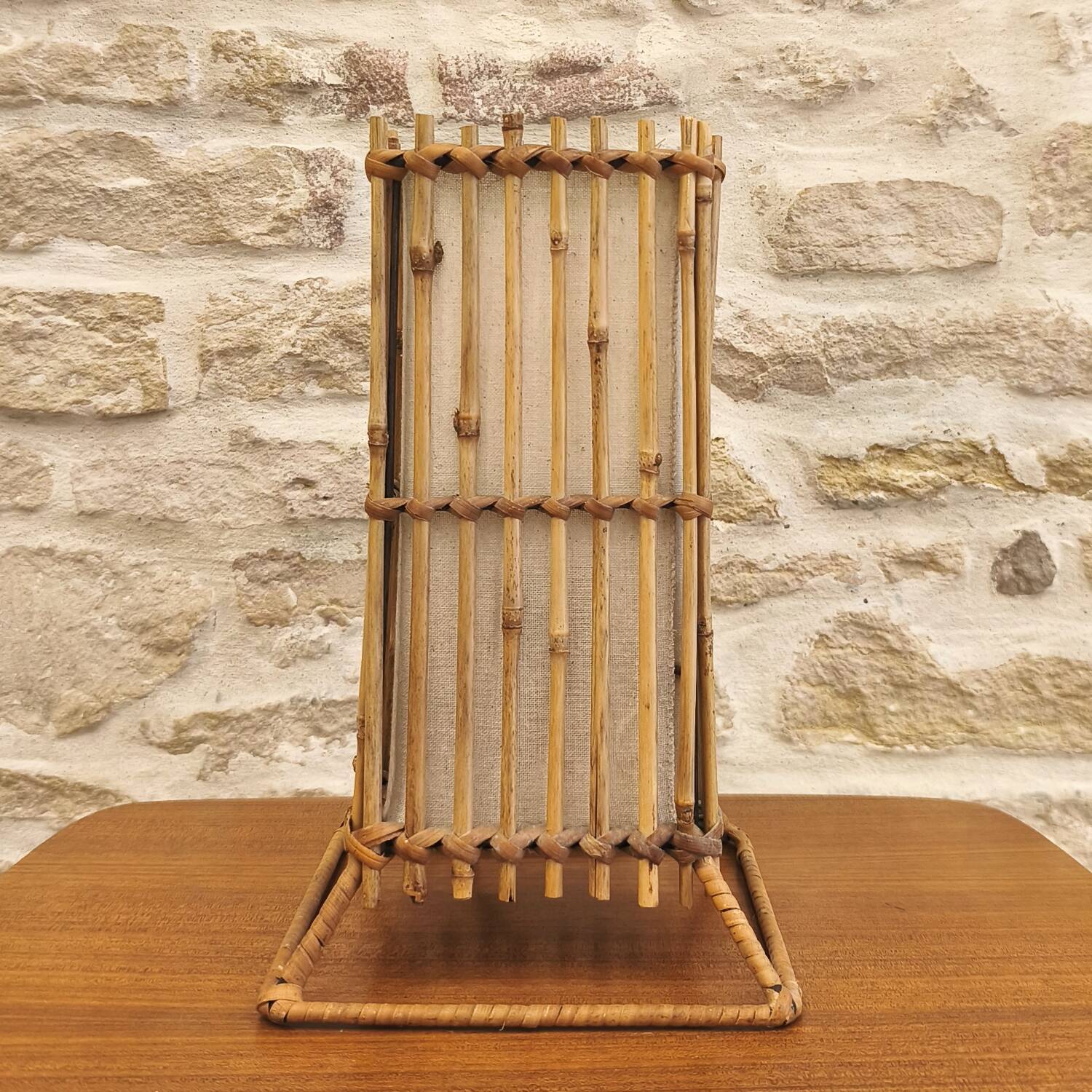 Modernist design table lamp, bamboo and metal
