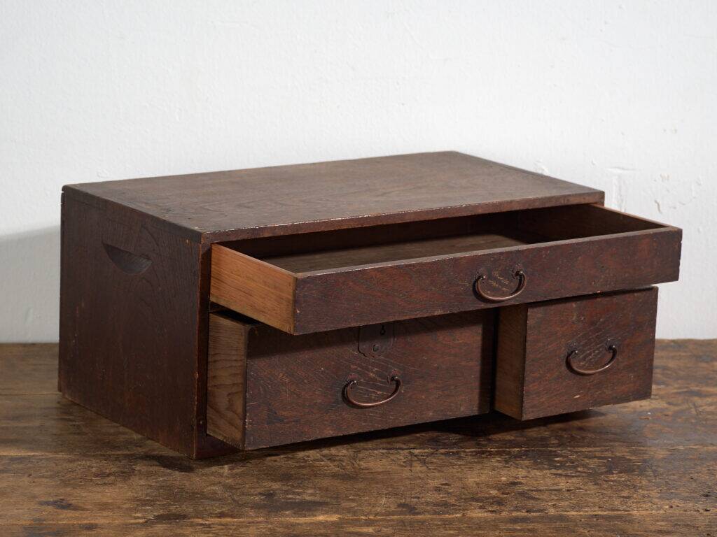 Small antique Japanese desk cabinet with three drawers – Meiji / Taishō period (c. 1890-1926)