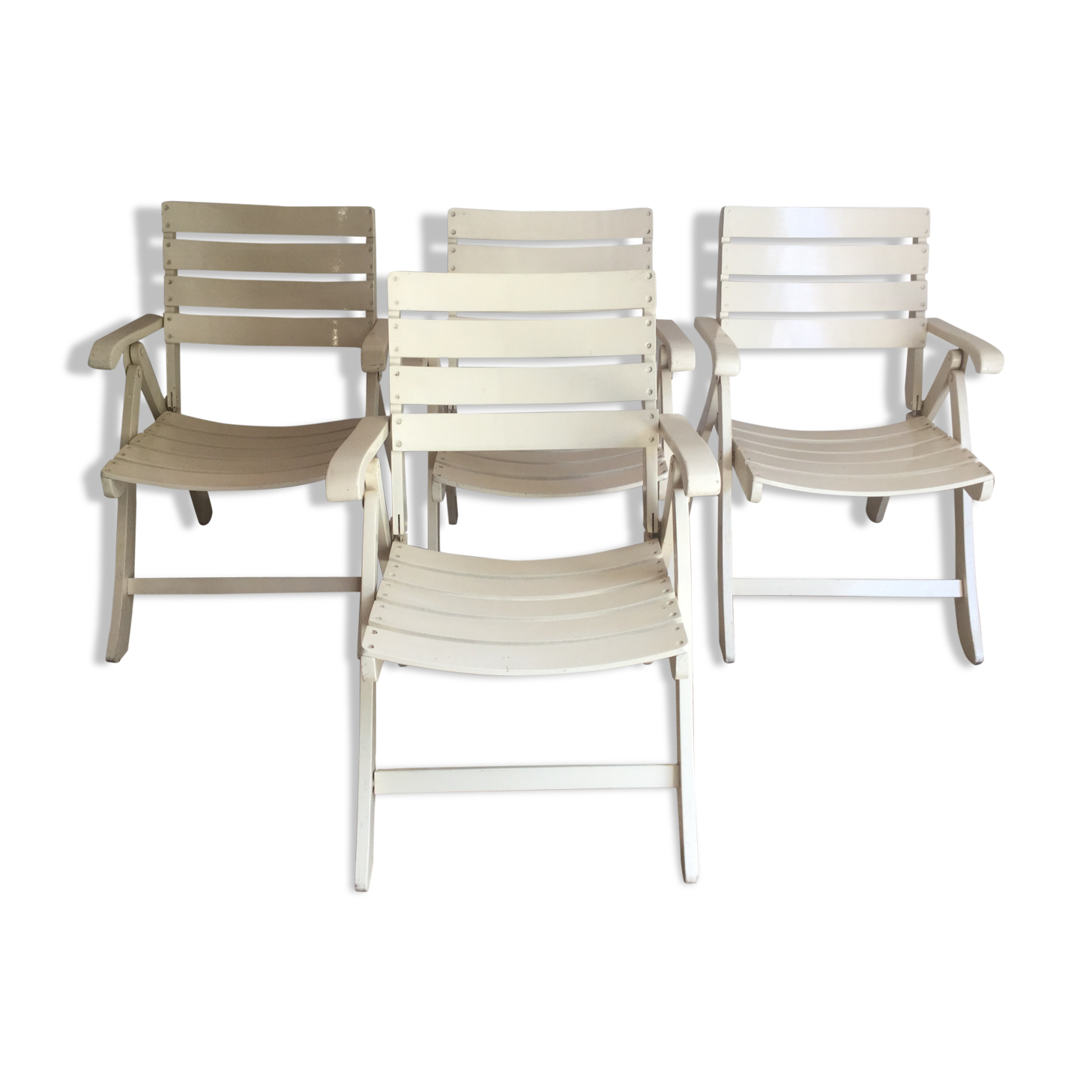4 vintage folding garden armchairs