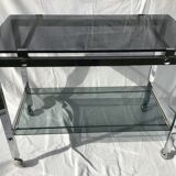 Rolling service chrome smoked glass dark grey