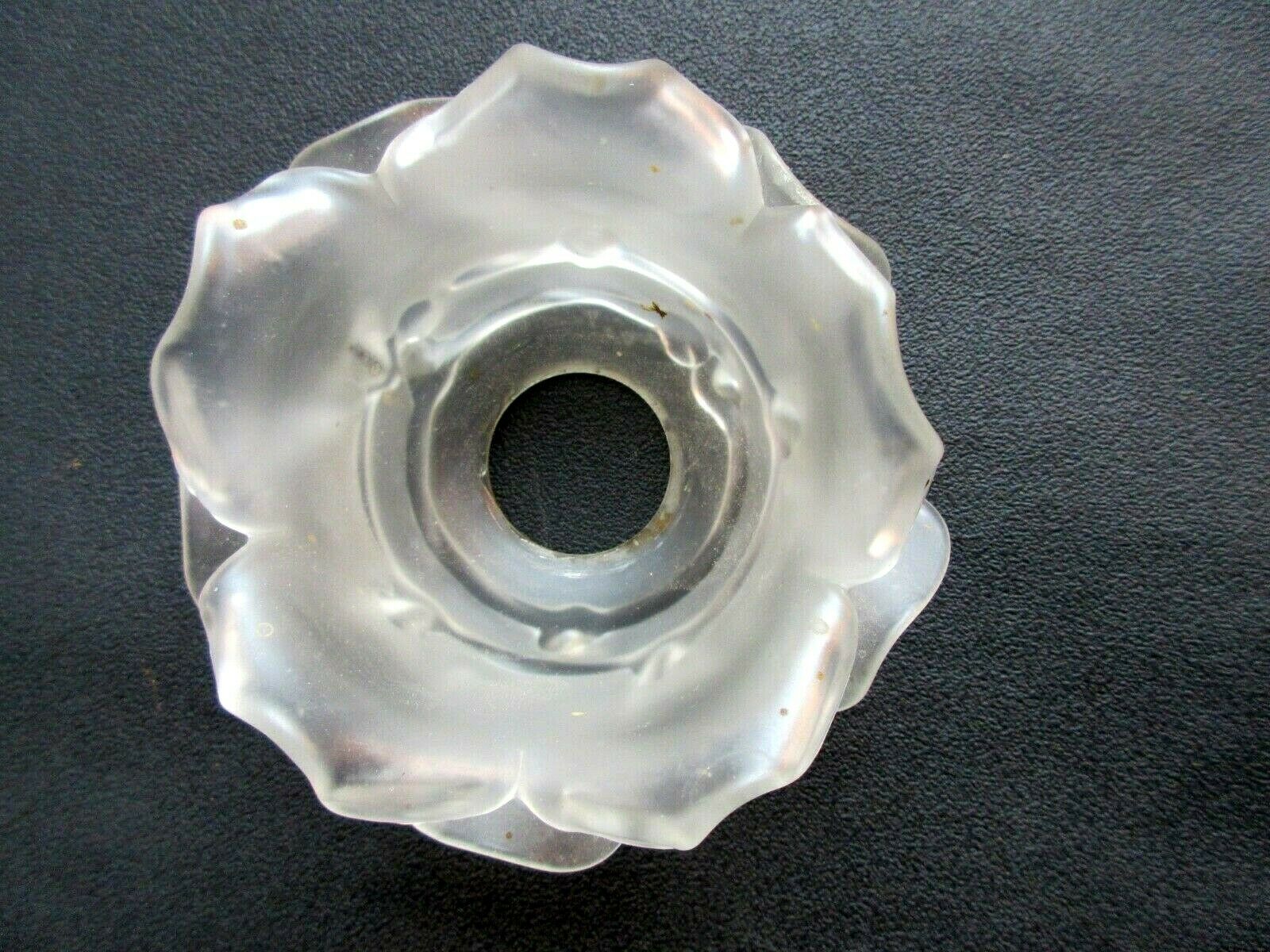 Art Deco art brass carved with acanthus, pink tulip in colorless glass