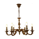 Stunning French Antique Art Nouveau Quality Bronze 6 Light Chandelier 3899