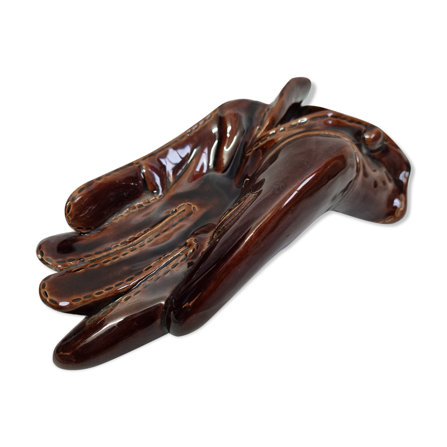 Ceramic ashtray in the shape of a glove from 1970