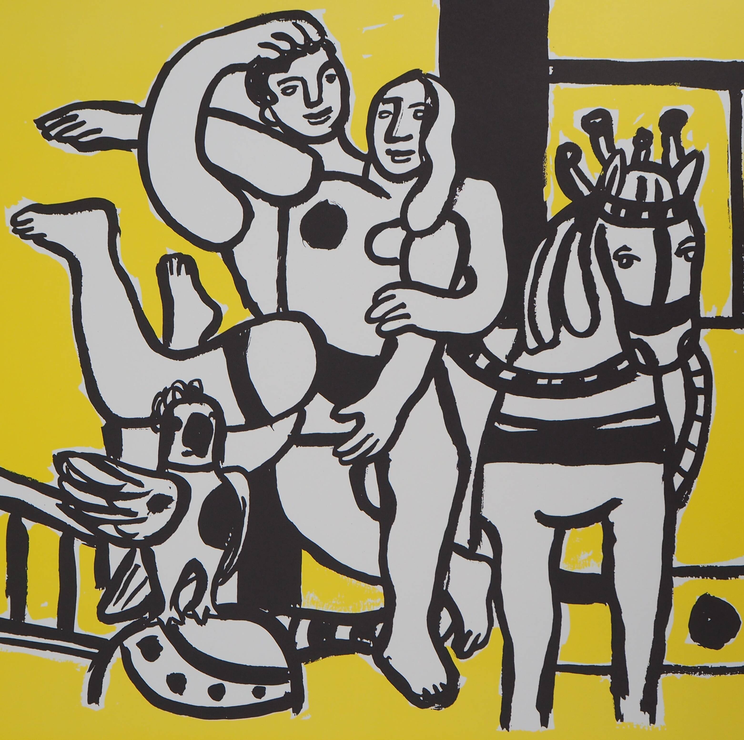 Fernand LEGER: Loving couple and horse, signed lithograph.