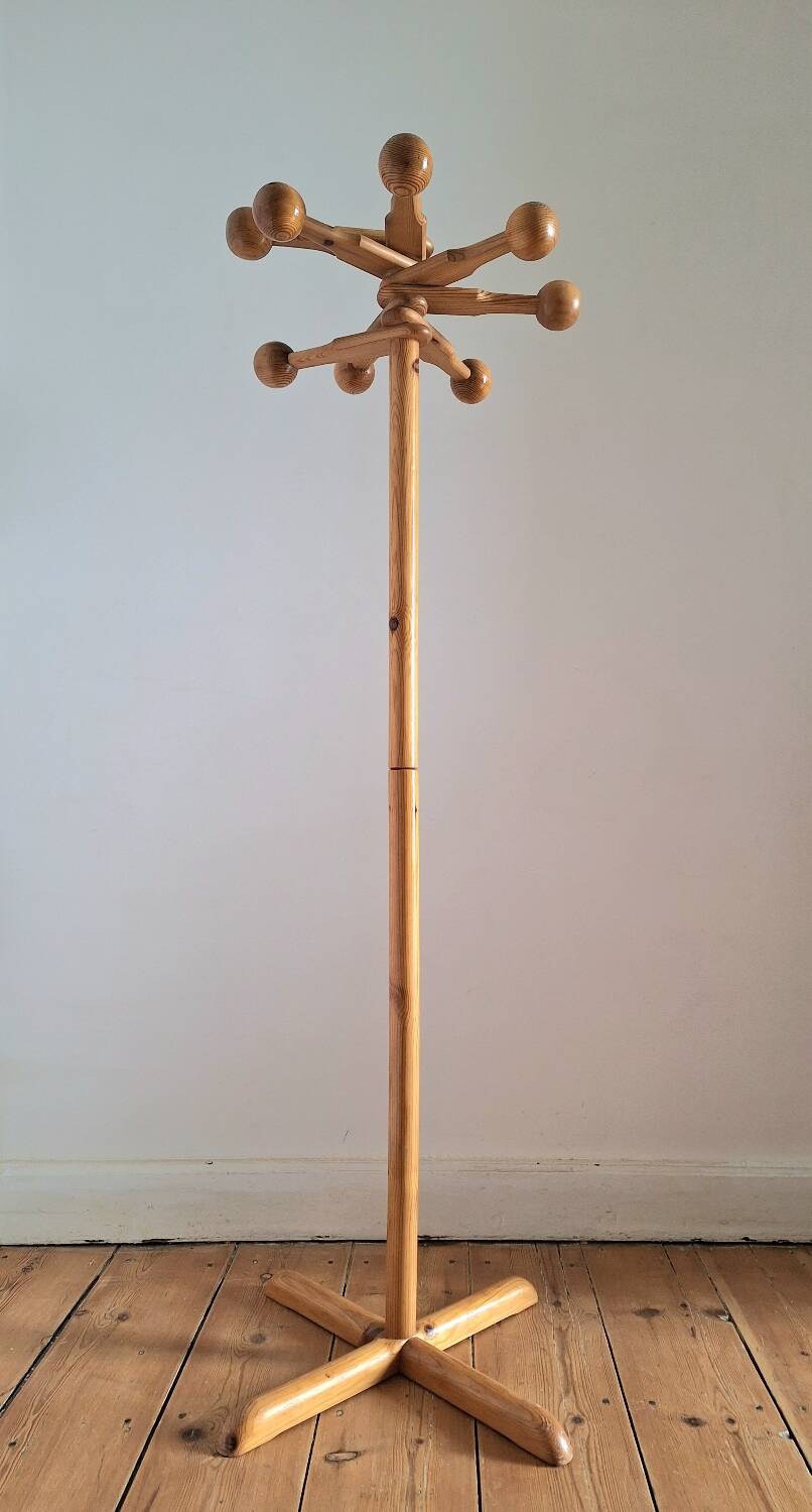 Vintage Scandinavian coat rack, antique coat hook furniture