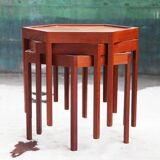 Set of 3 stackable teak tables Hans Andersen Artex 1960s