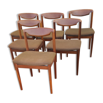 Series of 6 teak chairs around 1960