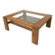 Mid-Century Modern Coffee Table by Guiseppe Rivadossi, Wood and Glass, Italy, 1970s