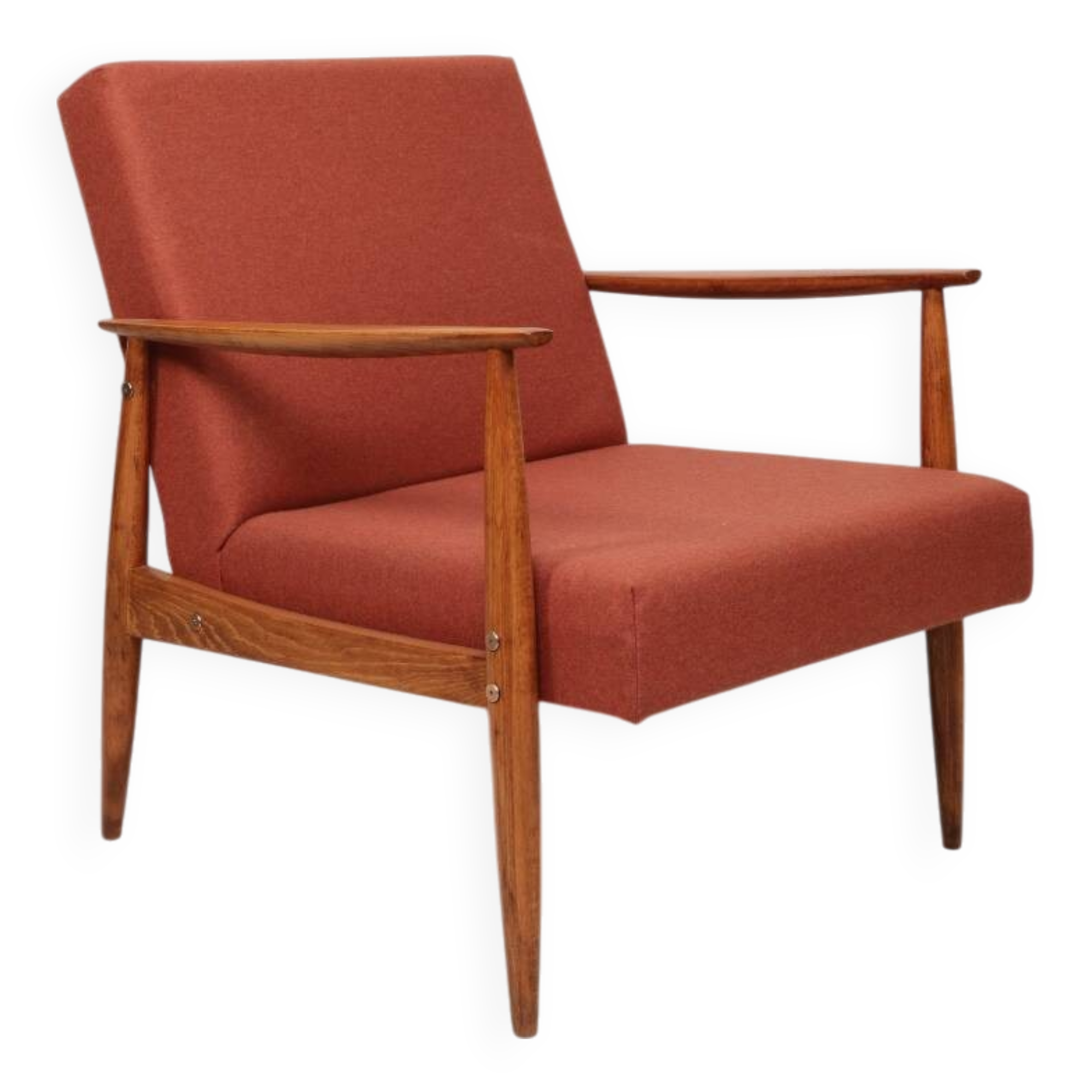 Scandinavian armchair in terracotta wool, 1970