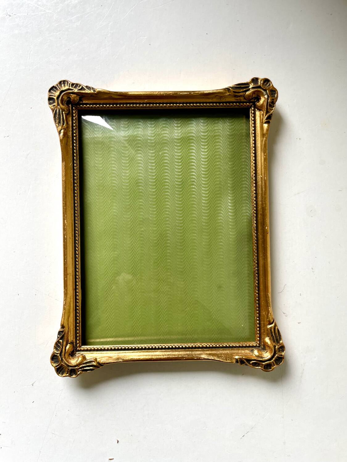 Antique ART NOUVEAU gilded Wooden Frame  18.5 cm x 14.5 cm CONVEX Glass