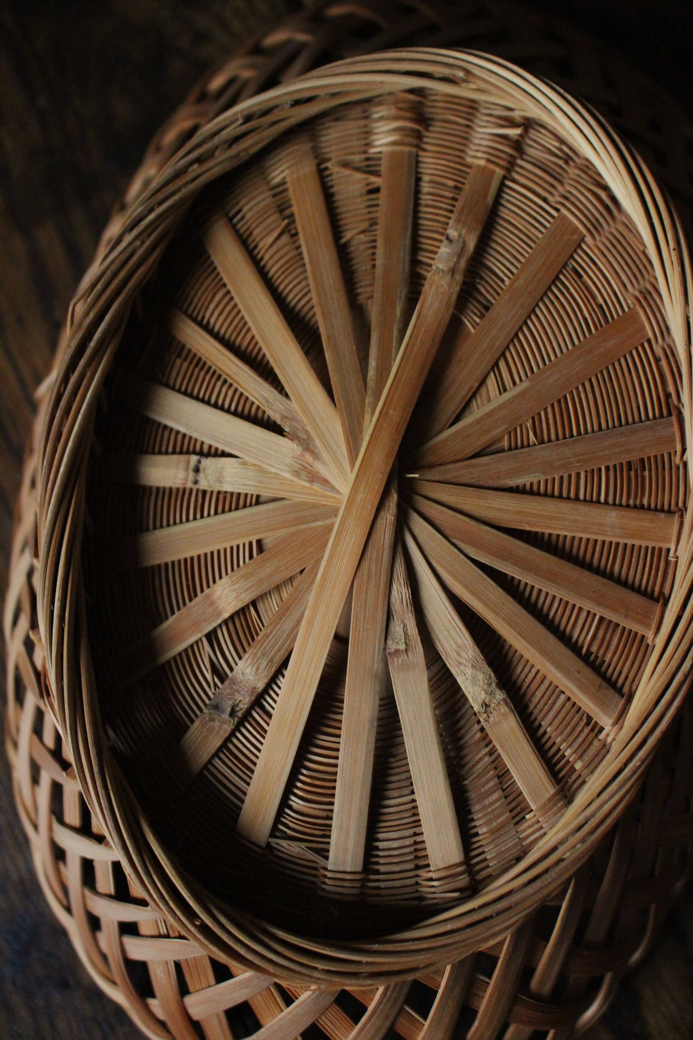 Vintage oval openwork wicker basket
