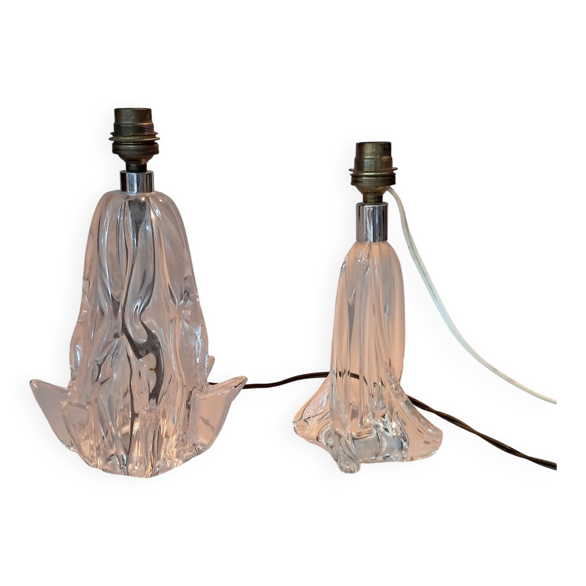 Pair of crystal lamps, France 1940/1950.