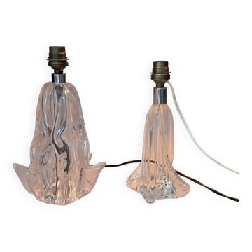 Duo de lampes en cristal, France 1940/1950