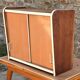 Modernist mural placard from the 1950s – sliding doors, workshop spirit