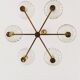 Mid Century Modern brass chandelier with smoked glass shades