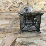 Old kerosene lamp with marble metal pedestal & crystal body + vintage tube