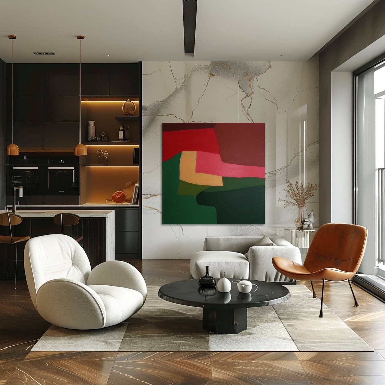 Abstract coloured canvas "Rhapsody" 80x80cm