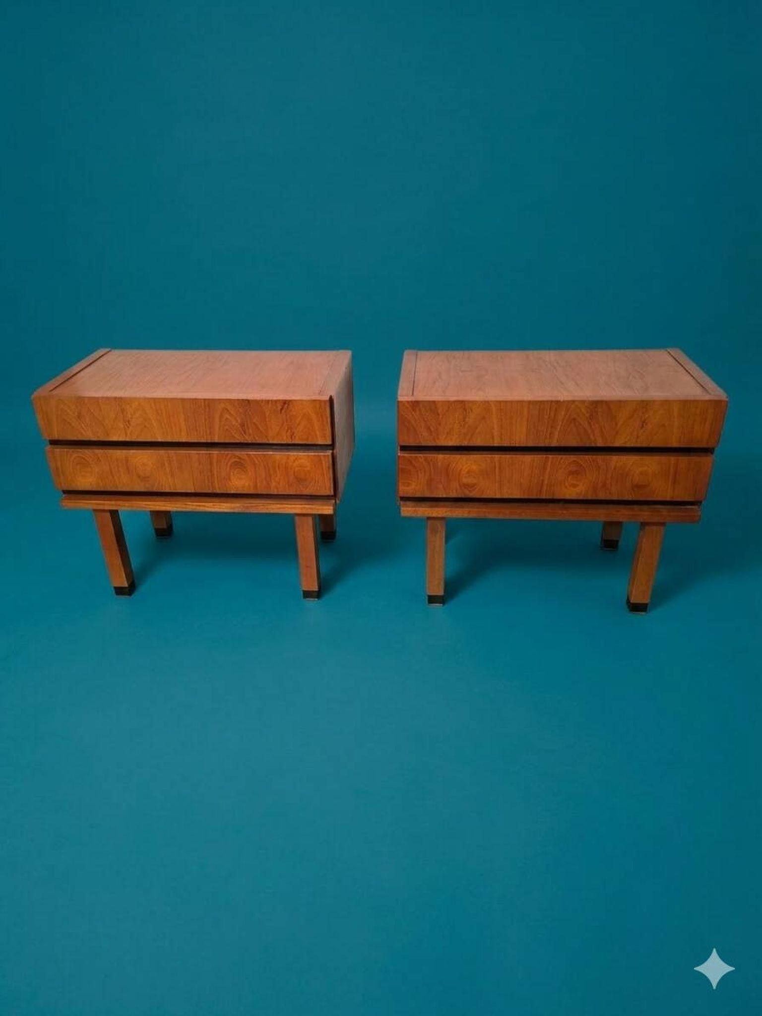 Pair of Scandinavian teak bedside tables from the 1960s.